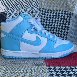 Nike Blue and White High-Top Sneakers-Carolina blue. No box